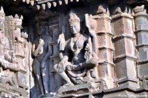 Goddess Saraswati on her mount Peakock