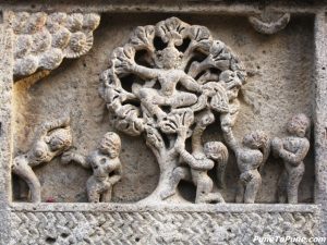 Krishna Leela : Krishna stealing cloths of gopikas having bath in Yamuna river